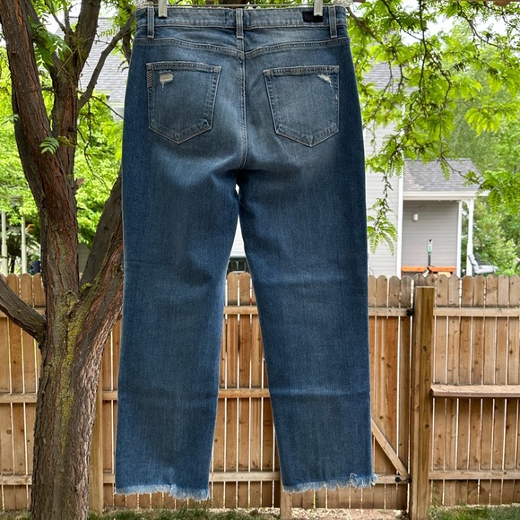 Paige Anthropologie High Rise Sarah Straight Distressed Cropped Jeans Button Fly - Picture 8 of 16